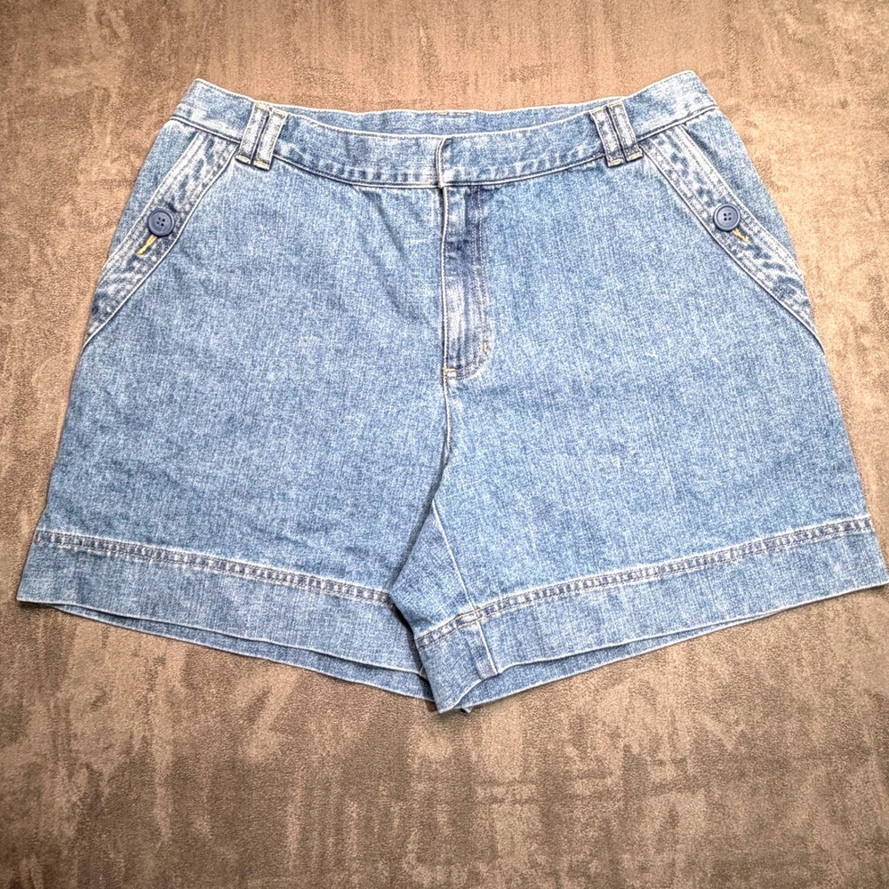 Vintage Liz Claiborne Denim Shorts Women 12 Blue High Rise Mom Button Pocket 90s